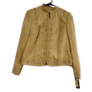 Conrad C Collection Tan Faux Suede Cutout Jacket NWT Size 8